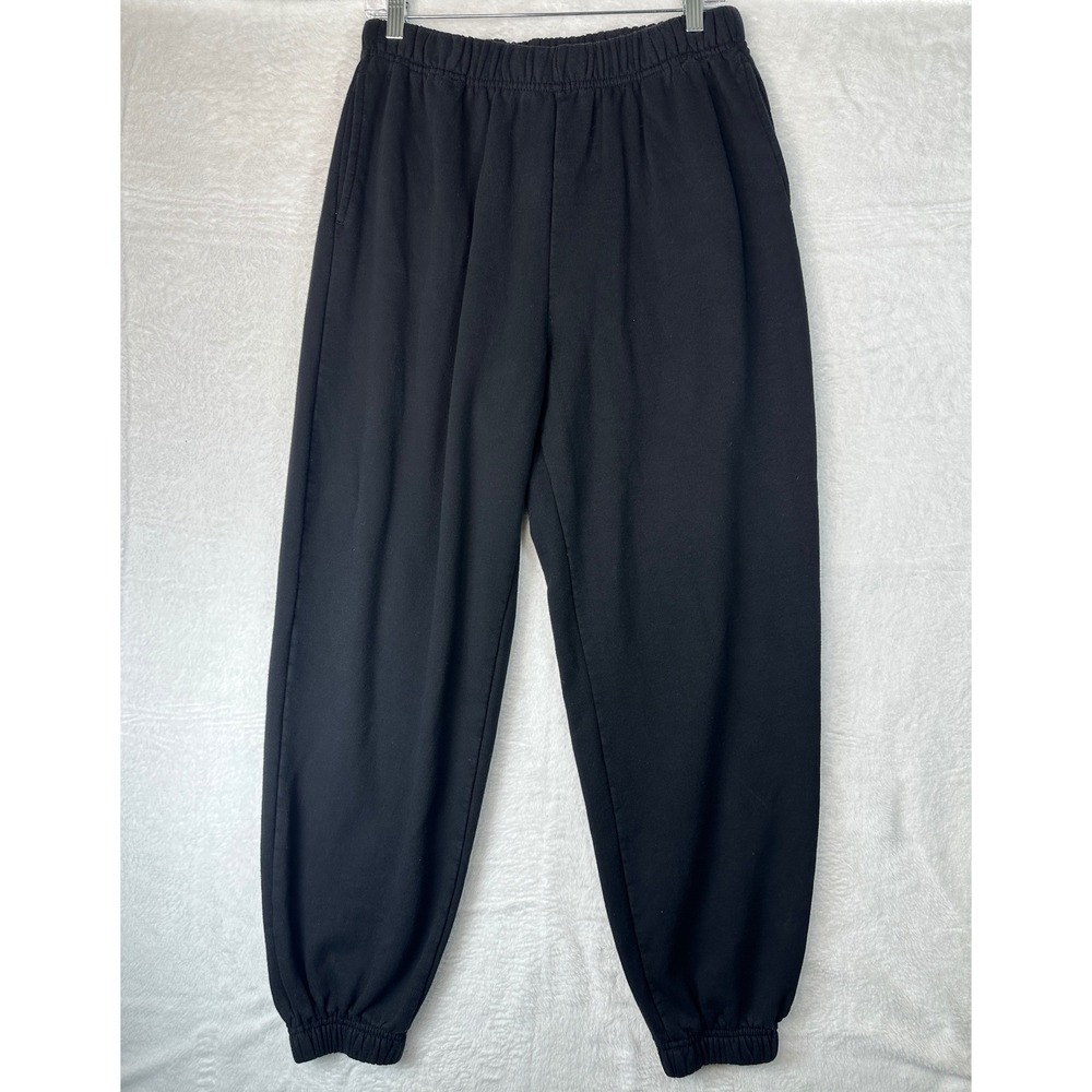 Garage Sweatpants Women Size M Black Elastic Waist Cuffed Joggers Pockets
